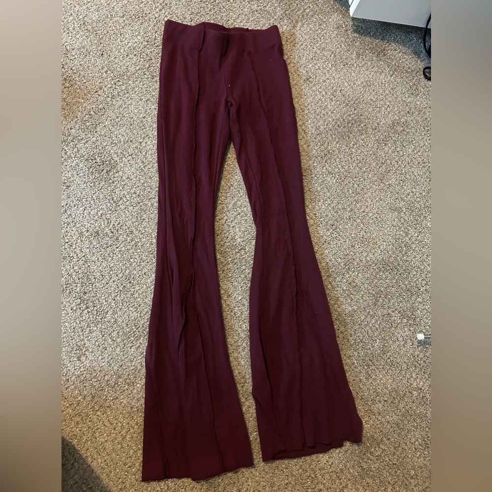 Maroon flared leggings